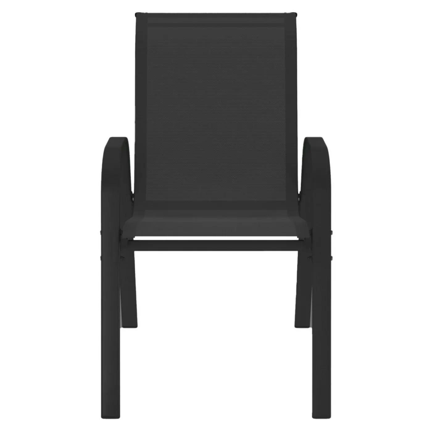 Lot de 4 chaises de jardin empilables en métal noir et textilène