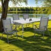 Lot de 4 chaises de jardin pliantes dossier inclinable avec accoudoirs gris anthracite
