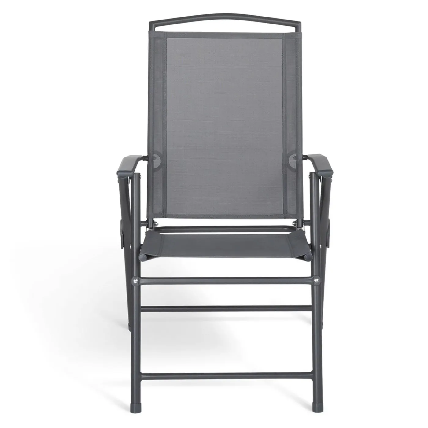 Lot de 4 chaises de jardin pliantes dossier inclinable avec accoudoirs gris anthracite