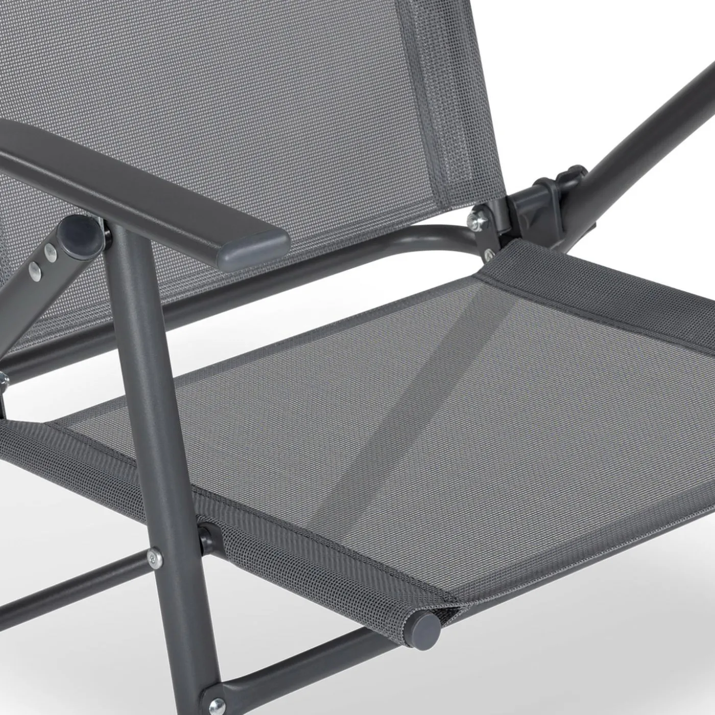 Lot de 4 chaises de jardin pliantes dossier inclinable avec accoudoirs gris anthracite