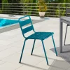 Lot de 6 chaises de jardin empilables en acier gris anthracite, noir et bleu
