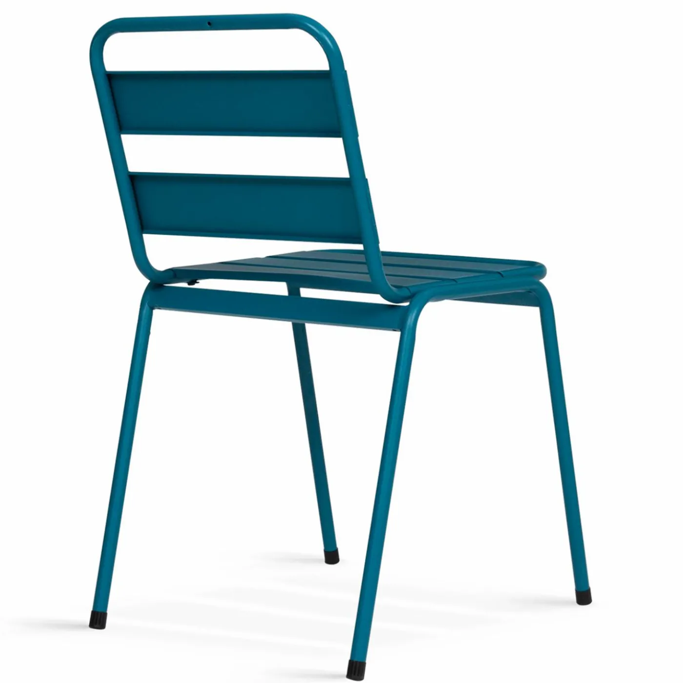 Lot de 6 chaises de jardin empilables en acier gris anthracite, noir et bleu