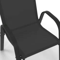 Lot de 6 chaises de jardin empilables en métal noir et textilène