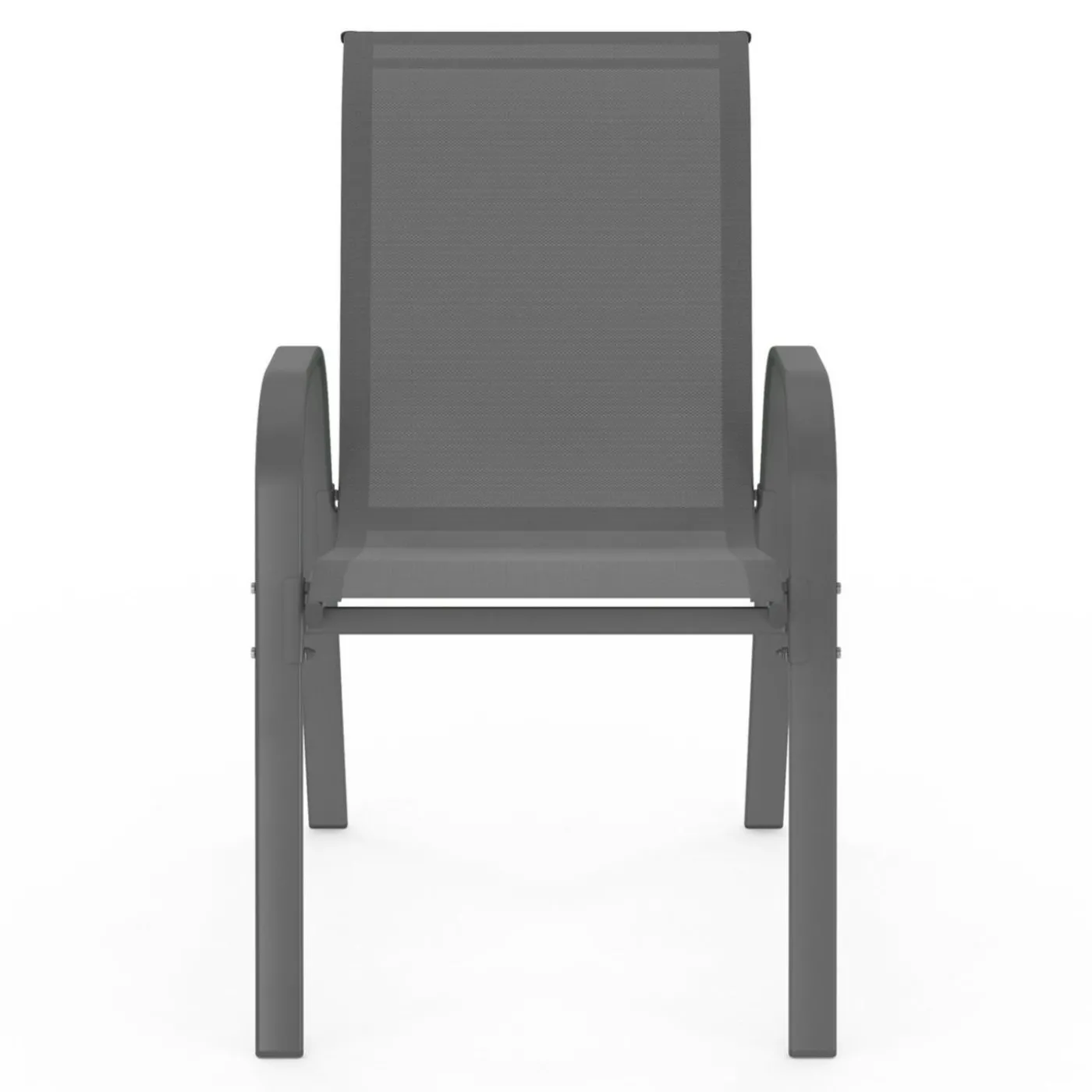 Lot de 6 chaises de jardin empilables en métal gris anthracite et textilène