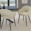 Lot de 2 chaises de salle à manger, fauteuils de table CLARA en velours crème