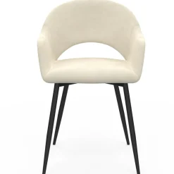 Lot de 2 chaises de salle à manger, fauteuils de table CLARA en velours crème