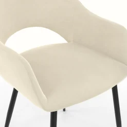 Lot de 2 chaises de salle à manger, fauteuils de table CLARA en velours crème