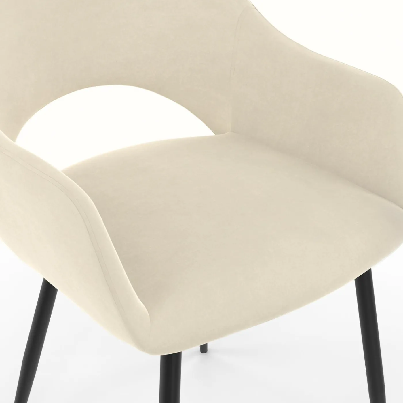 Lot de 2 chaises de salle à manger, fauteuils de table CLARA en velours crème
