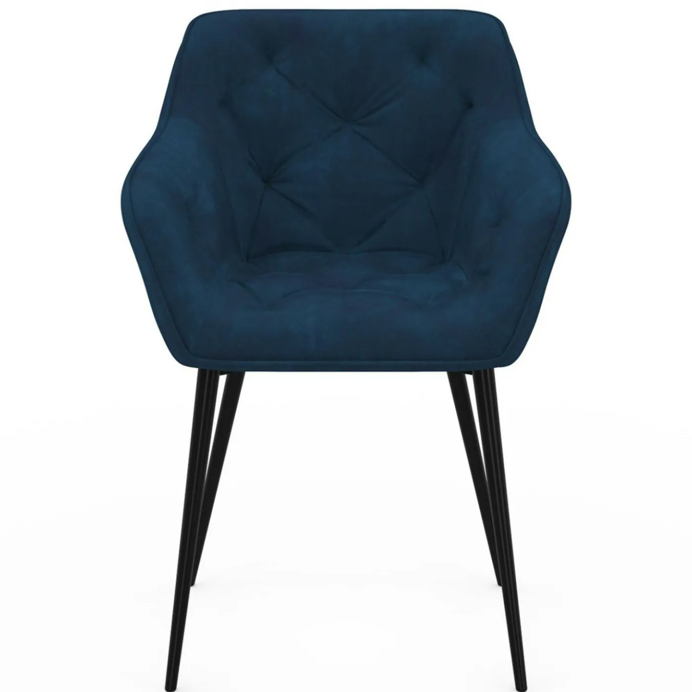 Lot de 2 chaises de salle à manger, fauteuils de table capitonnés LYA velours bleu canard