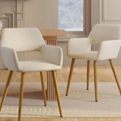Lot de 2 chaises de salle à manger, fauteuils de table en velours beige