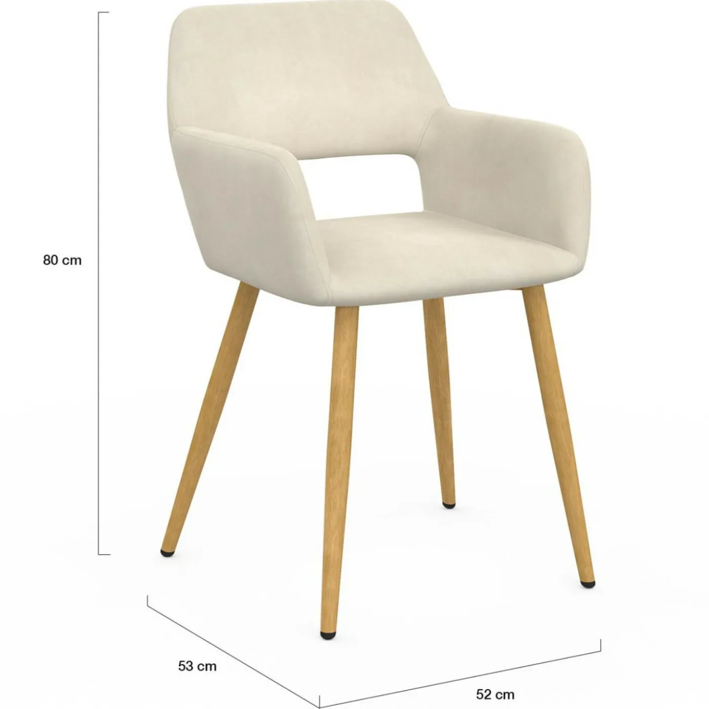Lot de 2 chaises de salle à manger, fauteuils de table en velours beige