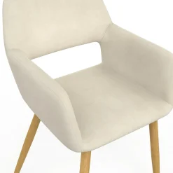 Lot de 2 chaises de salle à manger, fauteuils de table en velours beige