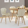 Lot de 4 chaises en tissu beige design pour salle à manger