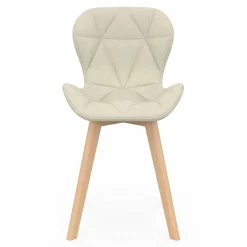 Lot de 4 chaises en tissu beige design pour salle à manger