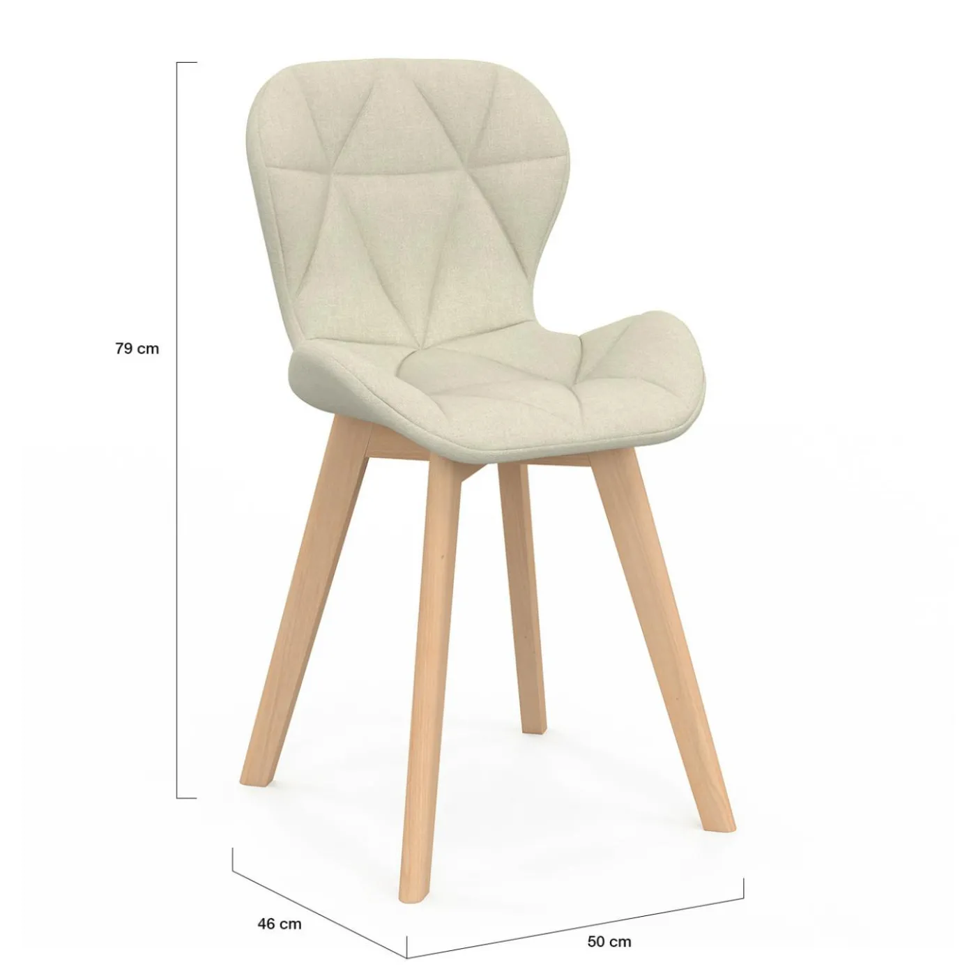Lot de 4 chaises en tissu beige design pour salle à manger