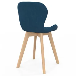 Lot de 4 chaises en tissu bleu canard design pour salle à manger