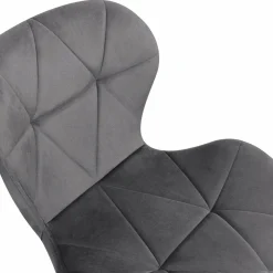 Lot de 4 chaises en velours gris clair avec pieds noirs assise matelassée