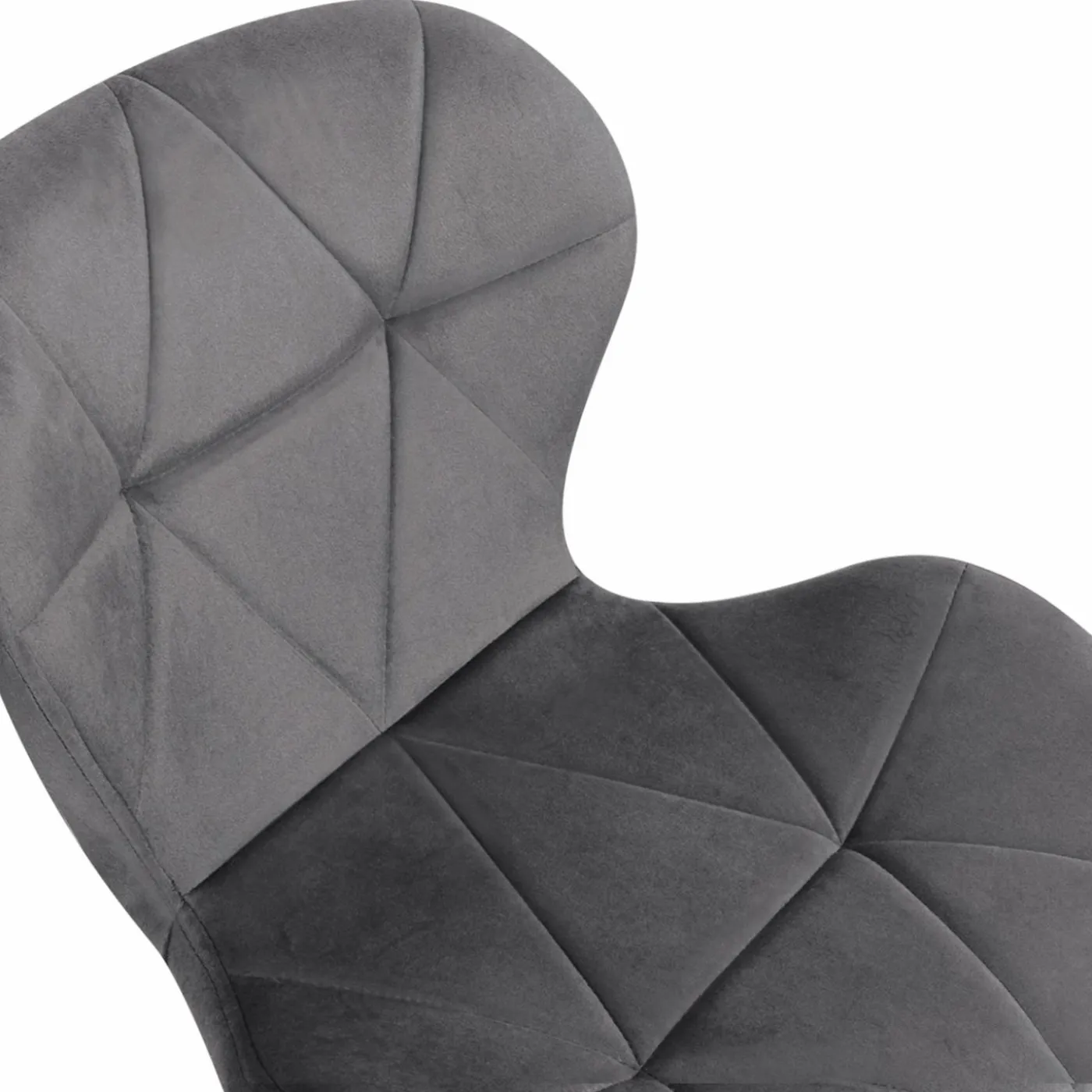 Lot de 4 chaises en velours gris clair avec pieds noirs assise matelassée