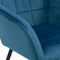 Lot de 2 chaises en velours bleu canard avec accoudoirs