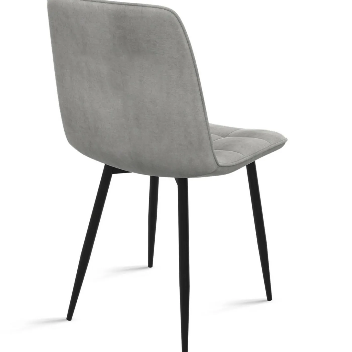 Lot de 6 chaises en velours gris clair matelassé