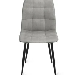 Lot de 6 chaises en velours gris clair matelassé