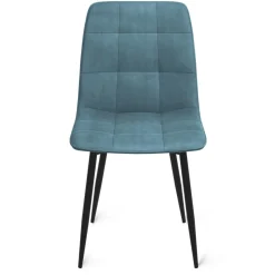 Lot de 6 chaises en velours couleur pastel bleu, rose et gris matelassées