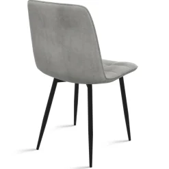 Lot de 6 chaises en velours couleur pastel bleu, rose et gris matelassées