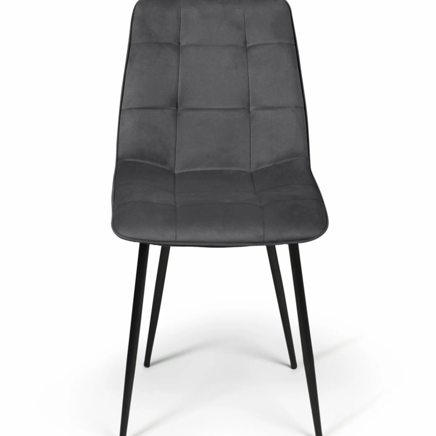 Lot de 6 chaises en velours gris foncé matelassé