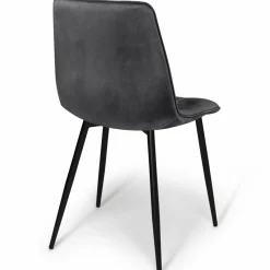 Lot de 6 chaises en velours gris foncé matelassé