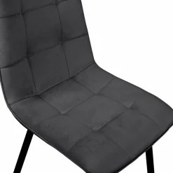 Lot de 6 chaises en velours gris foncé matelassé