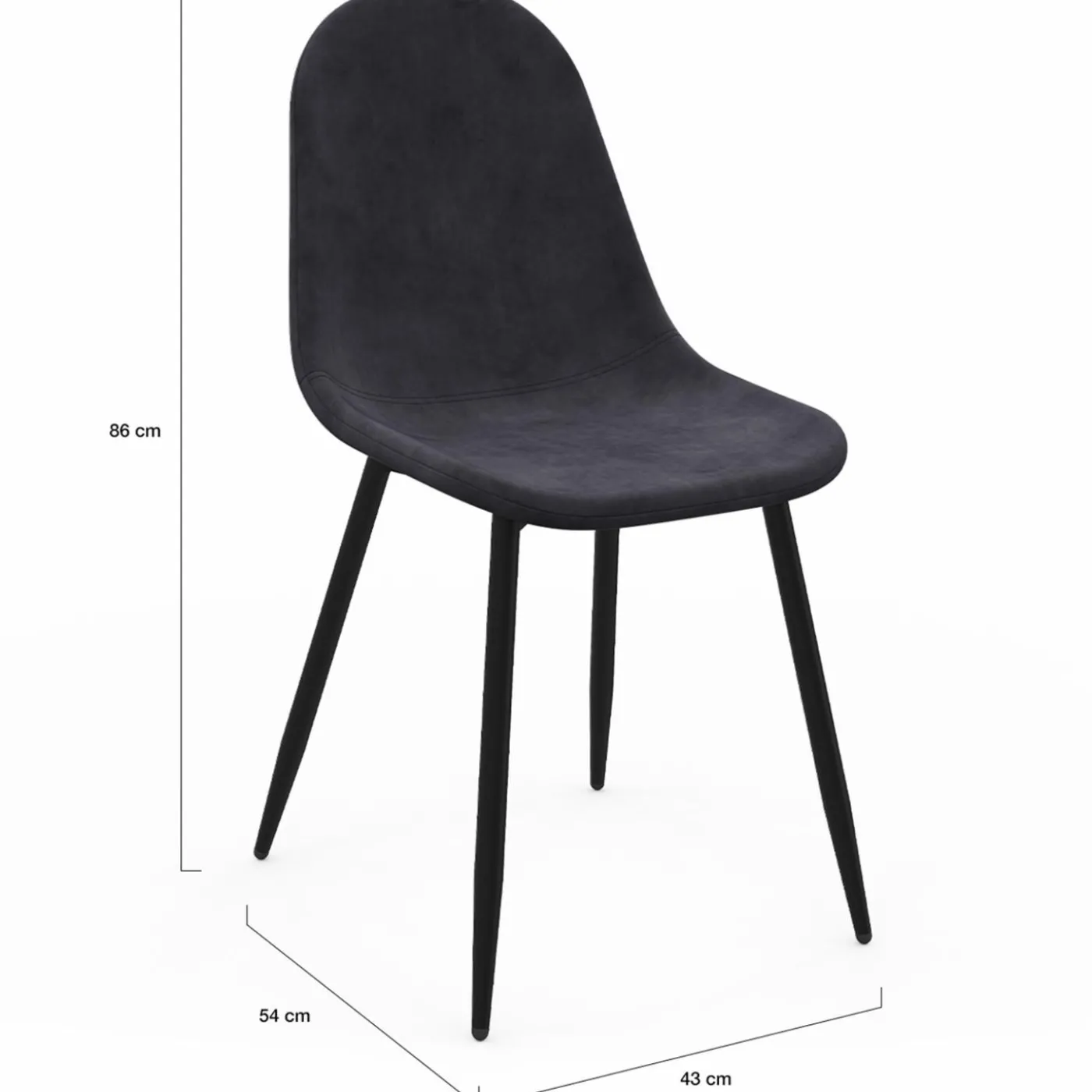Lot de 6 chaises en velours mix color bleu x2, jaune, gris clair et gris foncé x2