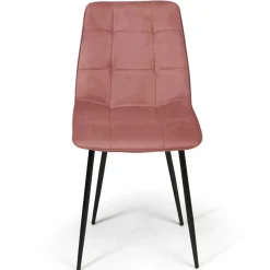 Lot de 6 chaises en velours mix color bleu x2, jaune ocre x2, rose x2