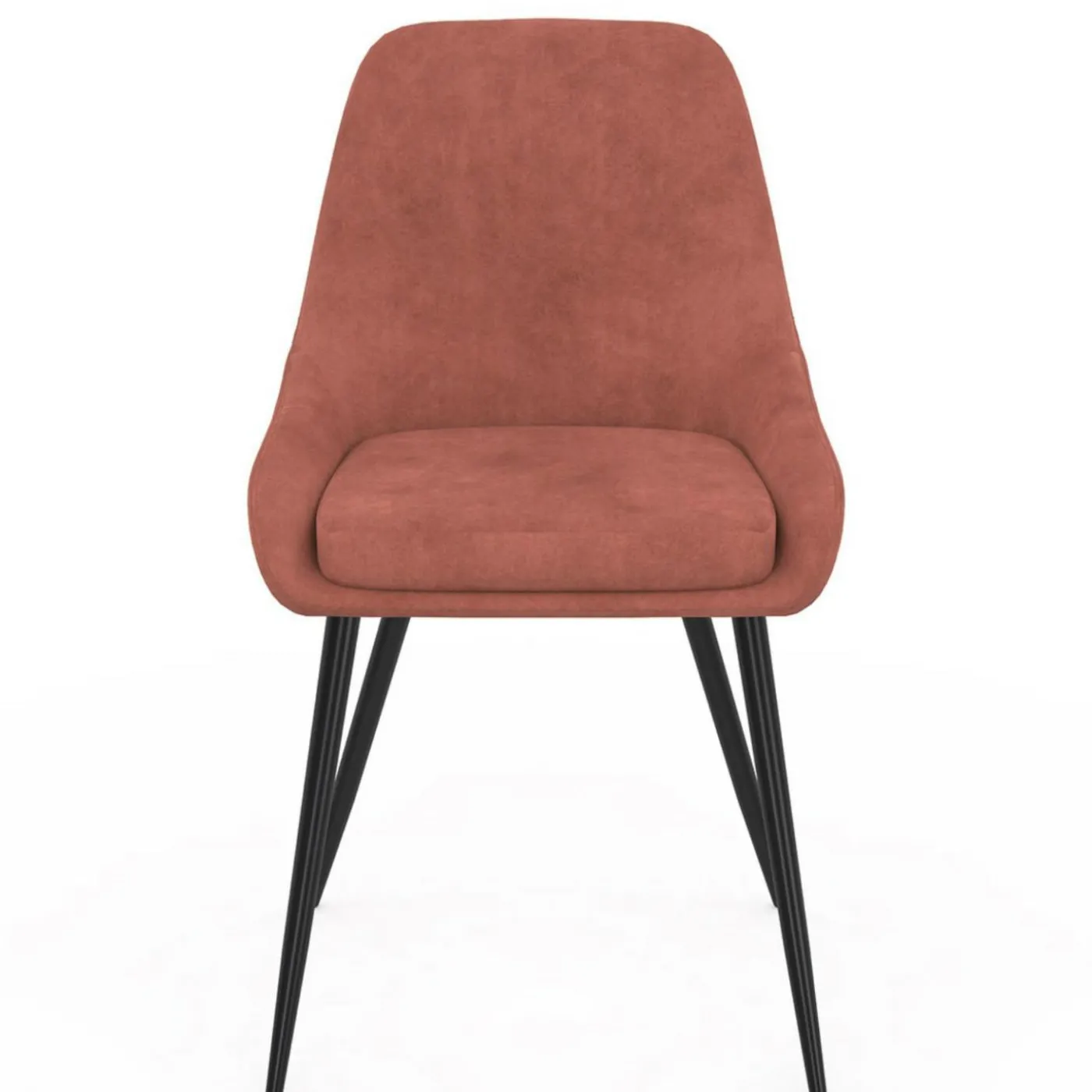 Lot de 4 chaises en velours terracotta avec accoudoirs