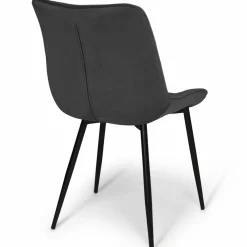 Lot de 4 chaises en velours gris matelassé