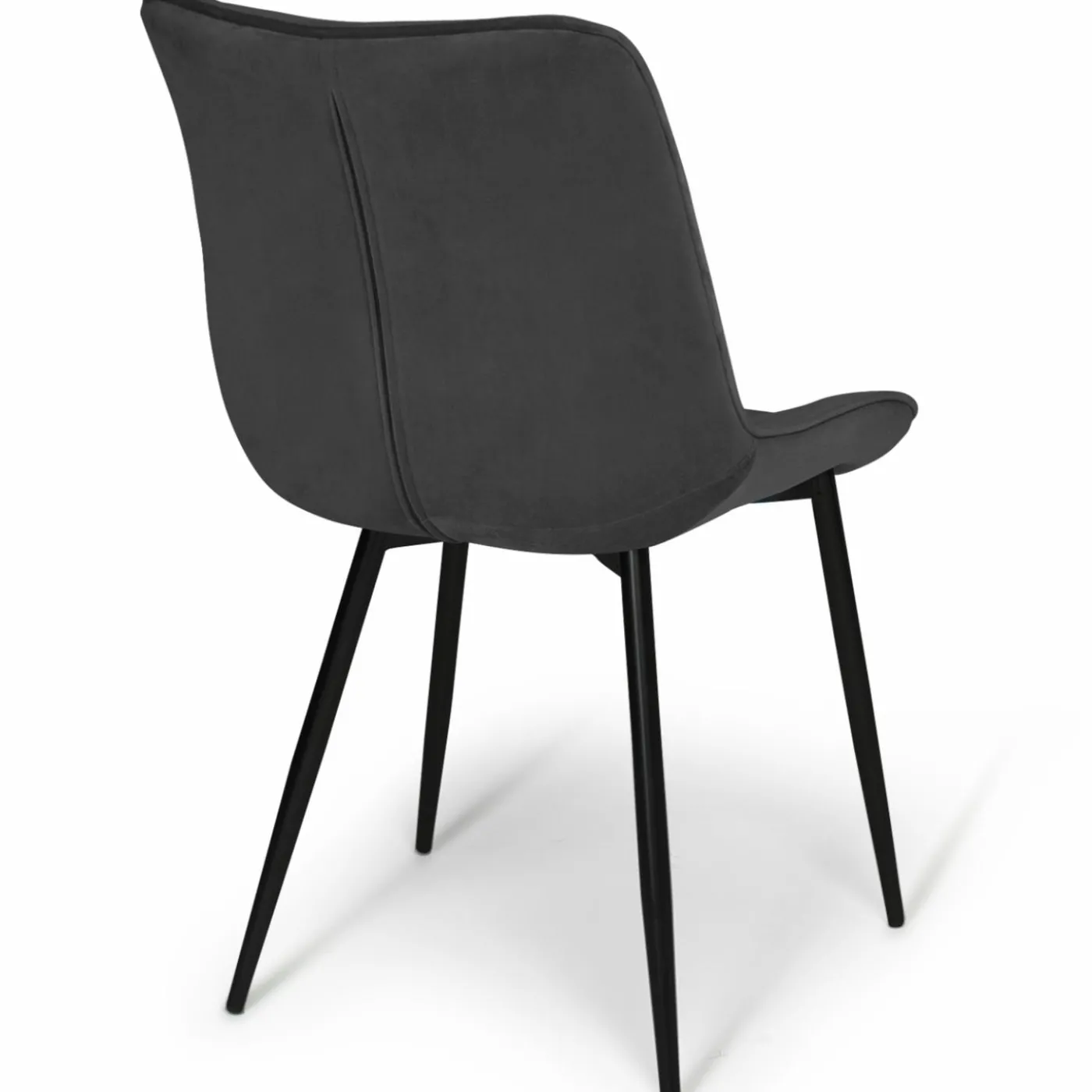 Lot de 4 chaises en velours gris matelassé