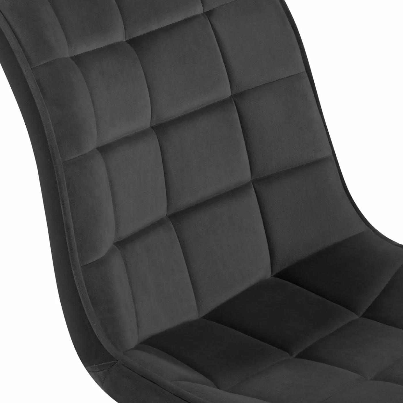 Lot de 4 chaises en velours gris matelassé