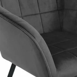 Lot de 2 chaises en velours gris avec accoudoirs