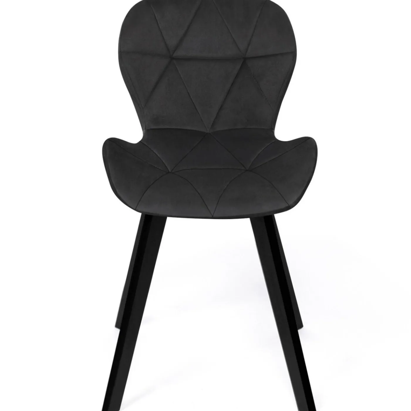 Lot de 4 chaises en velours noir pieds noirs