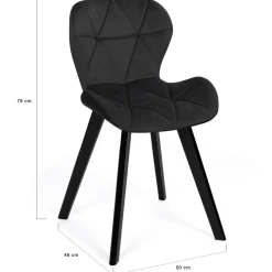 Lot de 4 chaises en velours noir pieds noirs