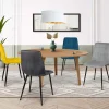 Lot de 4 chaises en velours bleu, jaune, gris clair et gris foncé matelassé