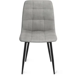 Lot de 4 chaises en velours bleu, jaune, gris clair et gris foncé matelassé