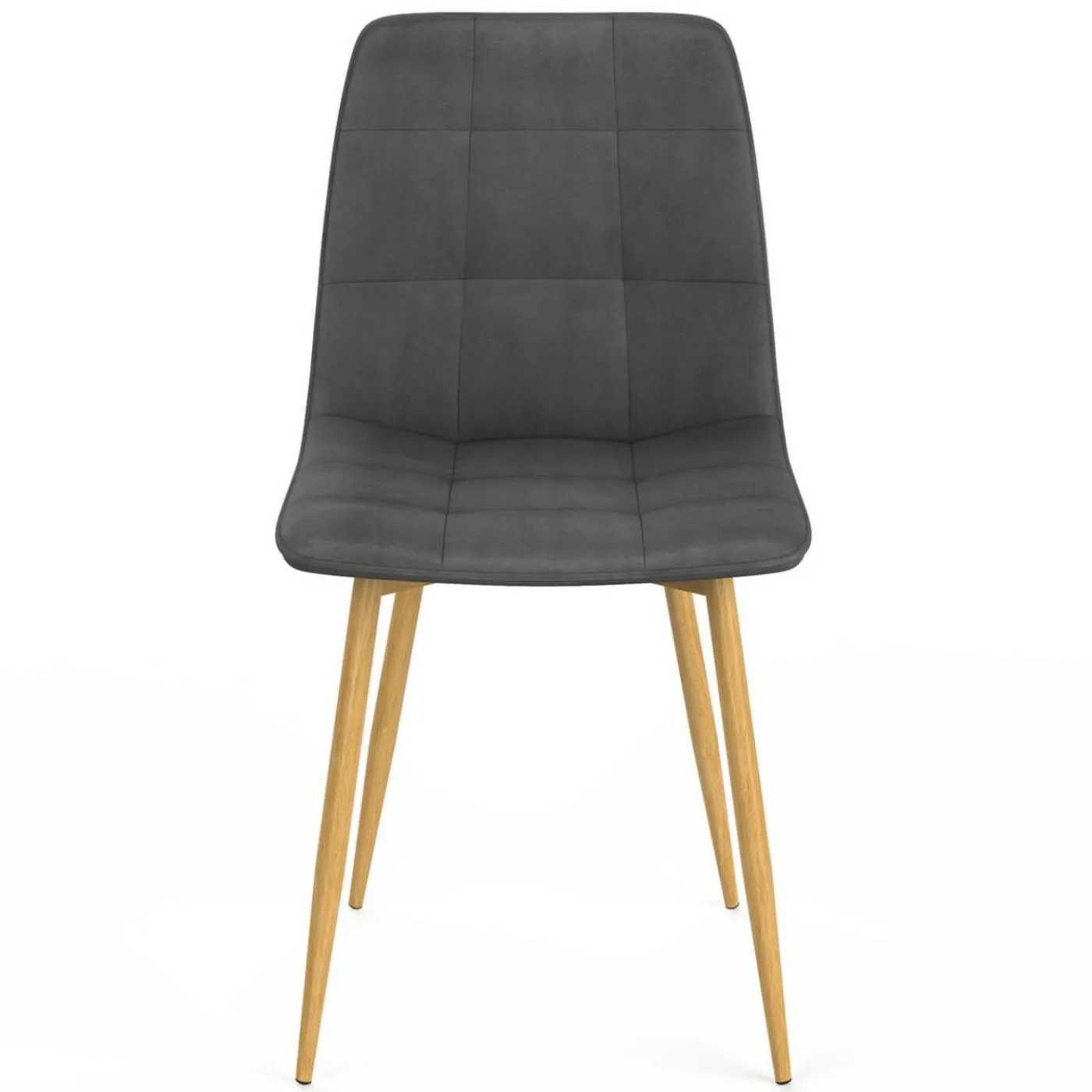 Lot de 6 chaises en velours gris foncé pied effet bois pour salle à manger