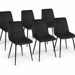 Lot de 6 chaises en velours noir