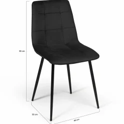 Lot de 6 chaises en velours noir