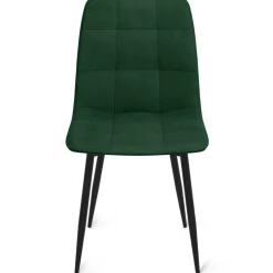Lot de 6 chaises en velours mix vert, jaune et gris matelassées