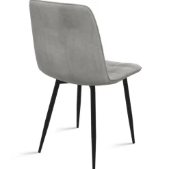Lot de 6 chaises en velours mix vert, jaune et gris matelassées