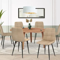 Lot de 6 chaises en velours taupe pour salle à manger