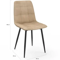 Lot de 6 chaises en velours taupe pour salle à manger