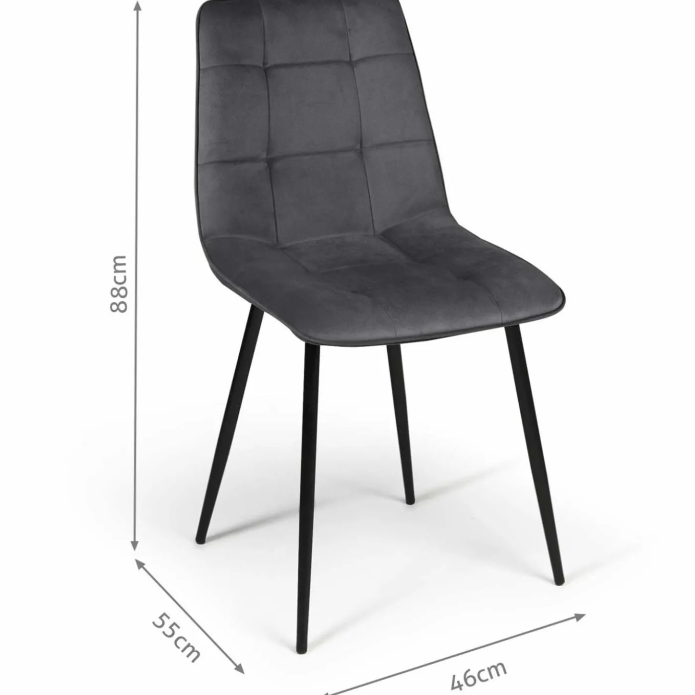 Lot de 6 chaises en velours bleu x2, jaune, gris clair et gris foncé x2 matelassé