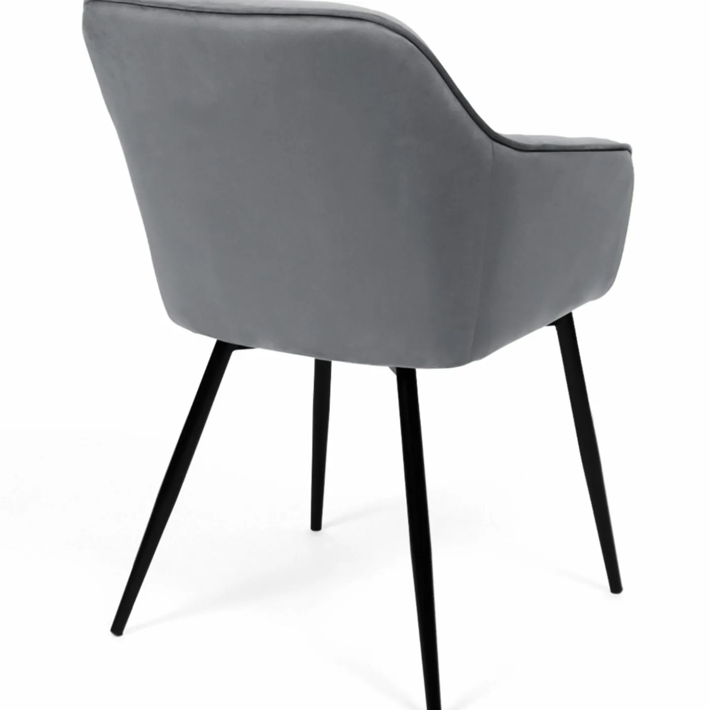 Lot de 2 chaises en velours gris avec accoudoirs